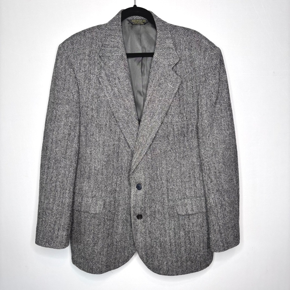 Gray Herringbone Blazer - image 1